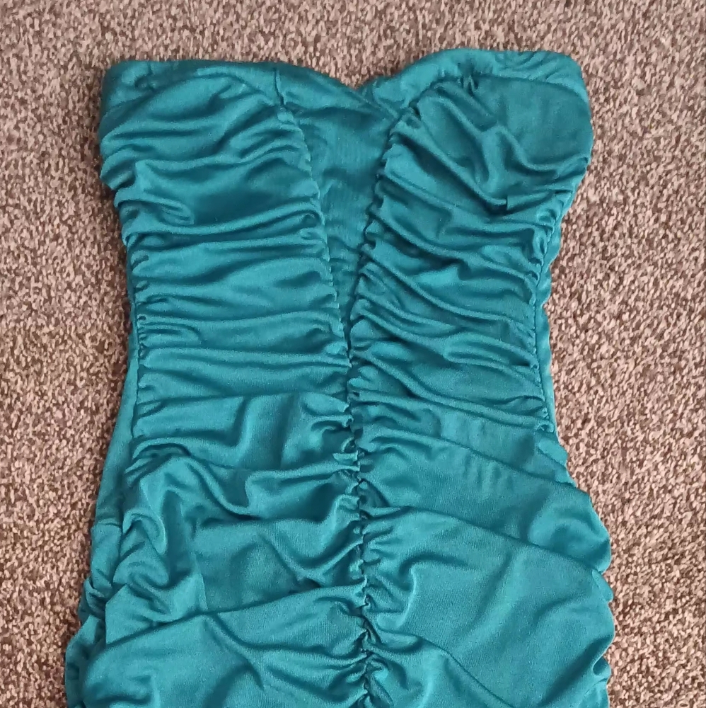 Ruby Rox Teal Ruched Pencil Dress - Picture 3 of 3